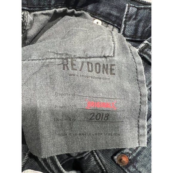 RE/DONE High rise ankle crop stretch navy raw hem size 24 - Picture 6 of 7